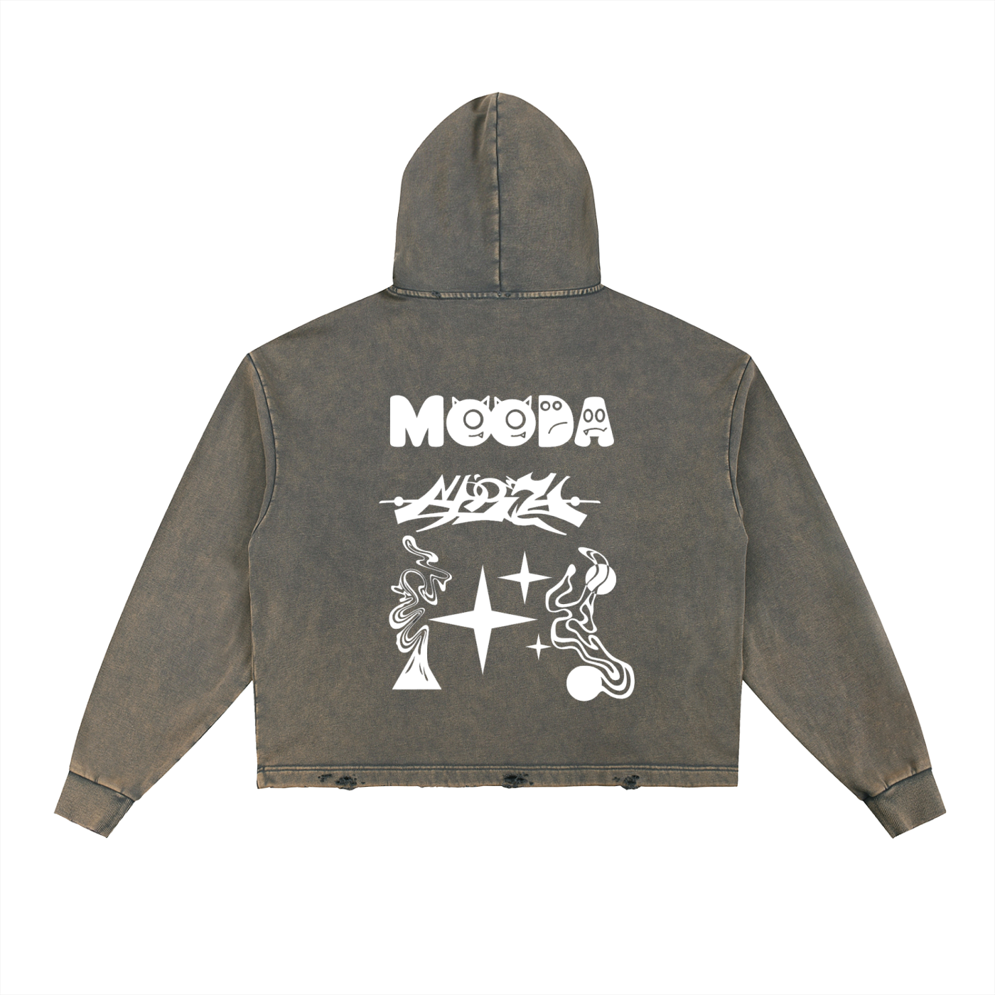 Mooda Vintage Washed Frayed-Hem Hoodie