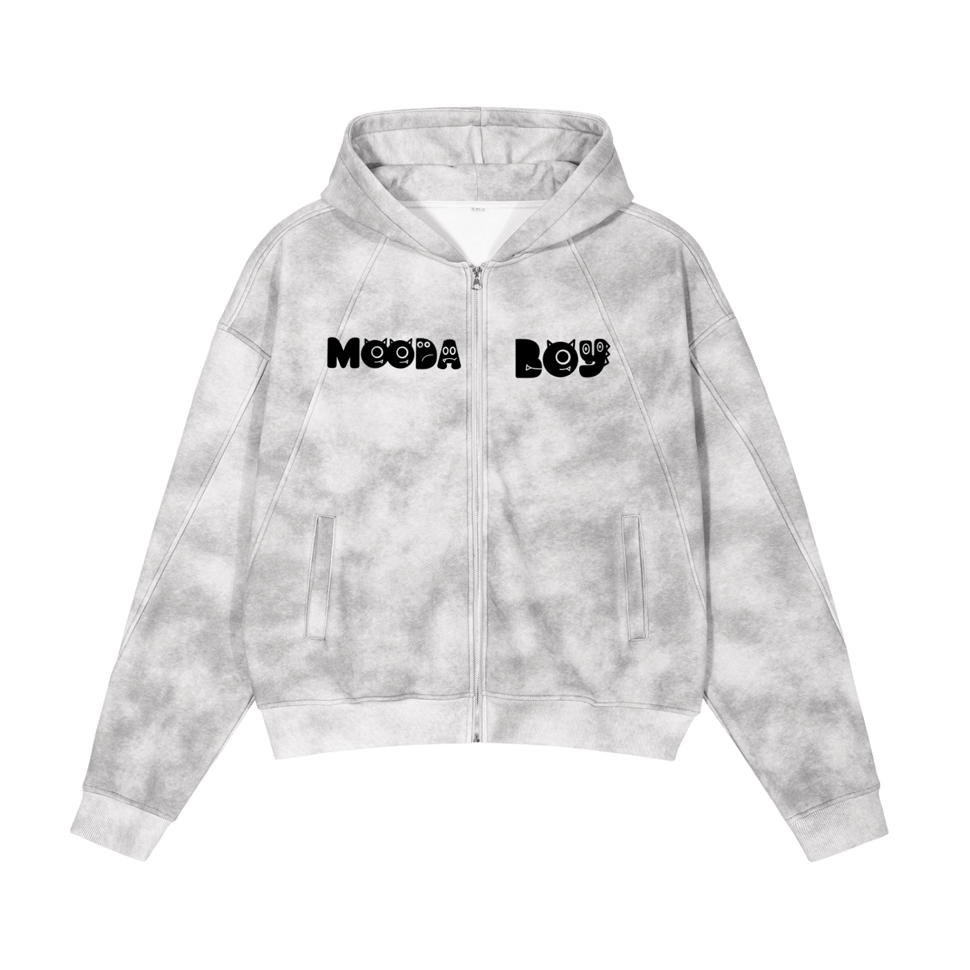 Mooda Dirty Washed Zip-Up Fleece Hoodie