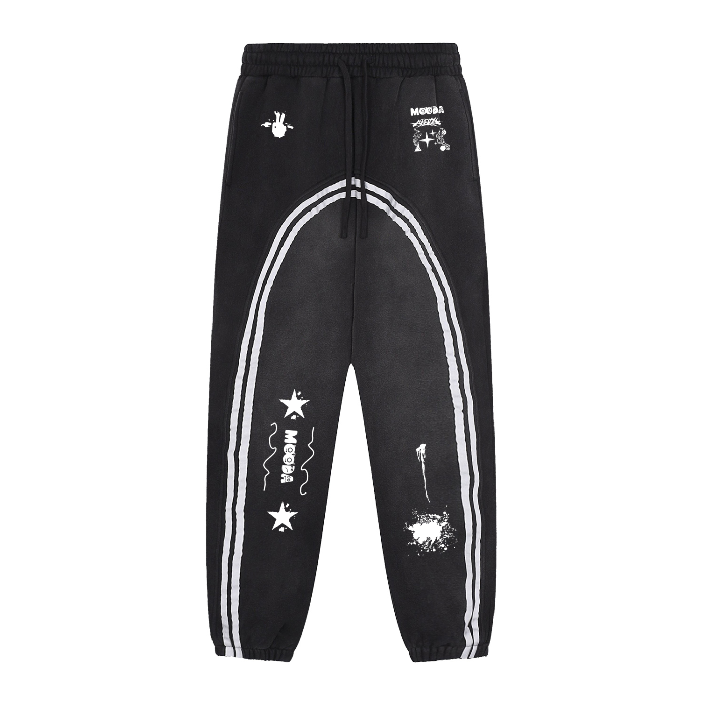 Mooda Sun Fade Contrast Tape Fleece Jogged Sweatpants