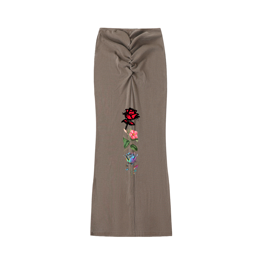 Mooda Dyed Washed Drawstring Maxi Skirt