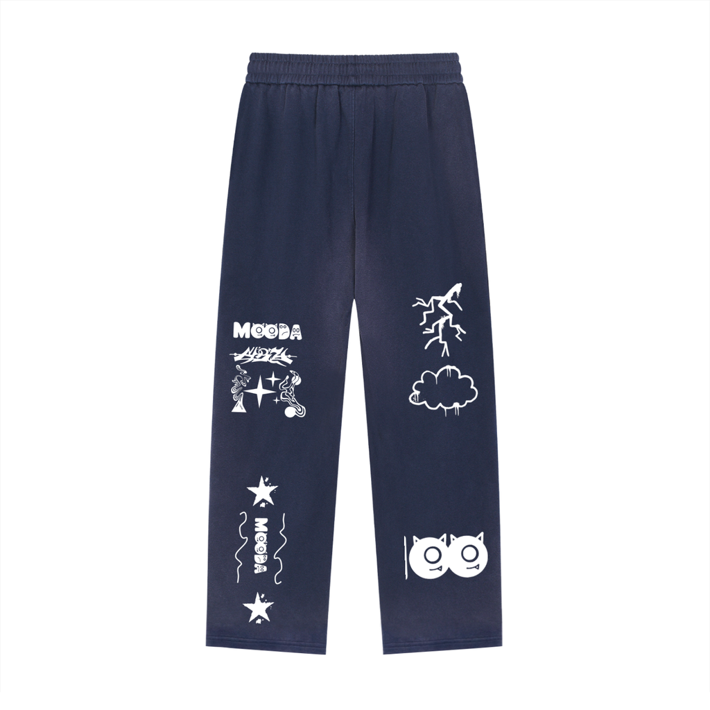 Mooda Sun Fade Raw Edge Straight-Leg Sweatpants
