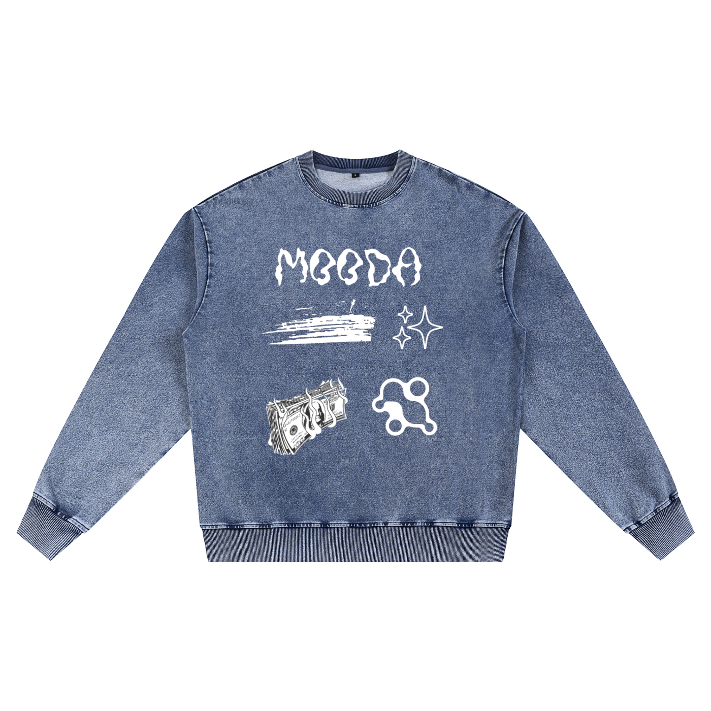 Mooda Snow Wash Oversized Crewneck Sweatshirt