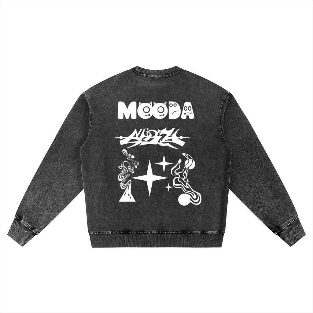 Mooda Snow Wash Oversized Crewneck Sweatshirt