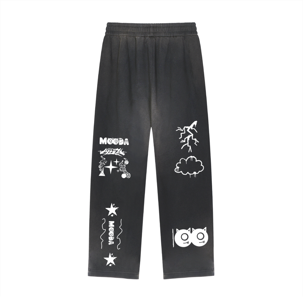 Mooda Sun Fade Raw Edge Straight-Leg Sweatpants