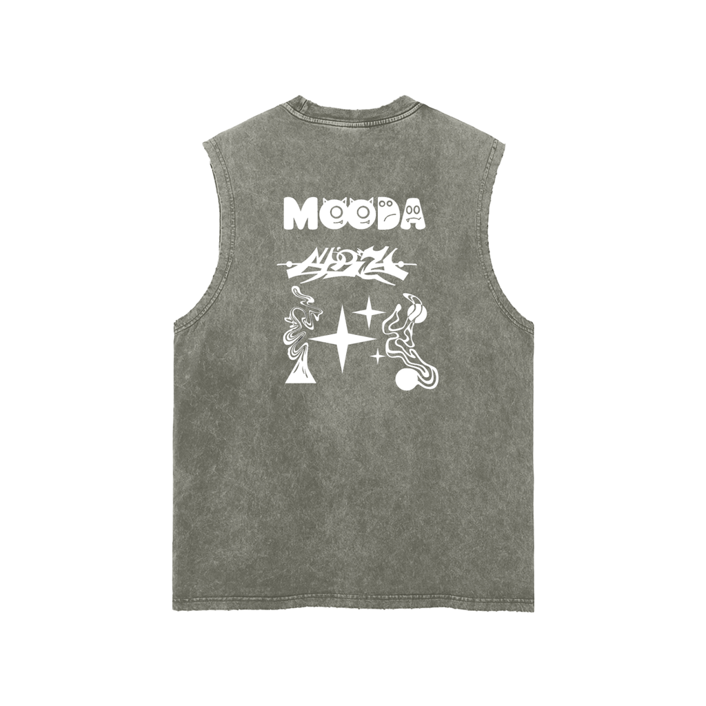 Mooda Snow Washed Frayed Hem Tank Top