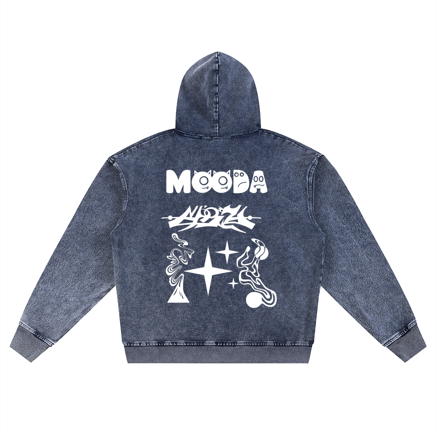 Mooda Snow Wash Oversized Zip-Up Hoodie