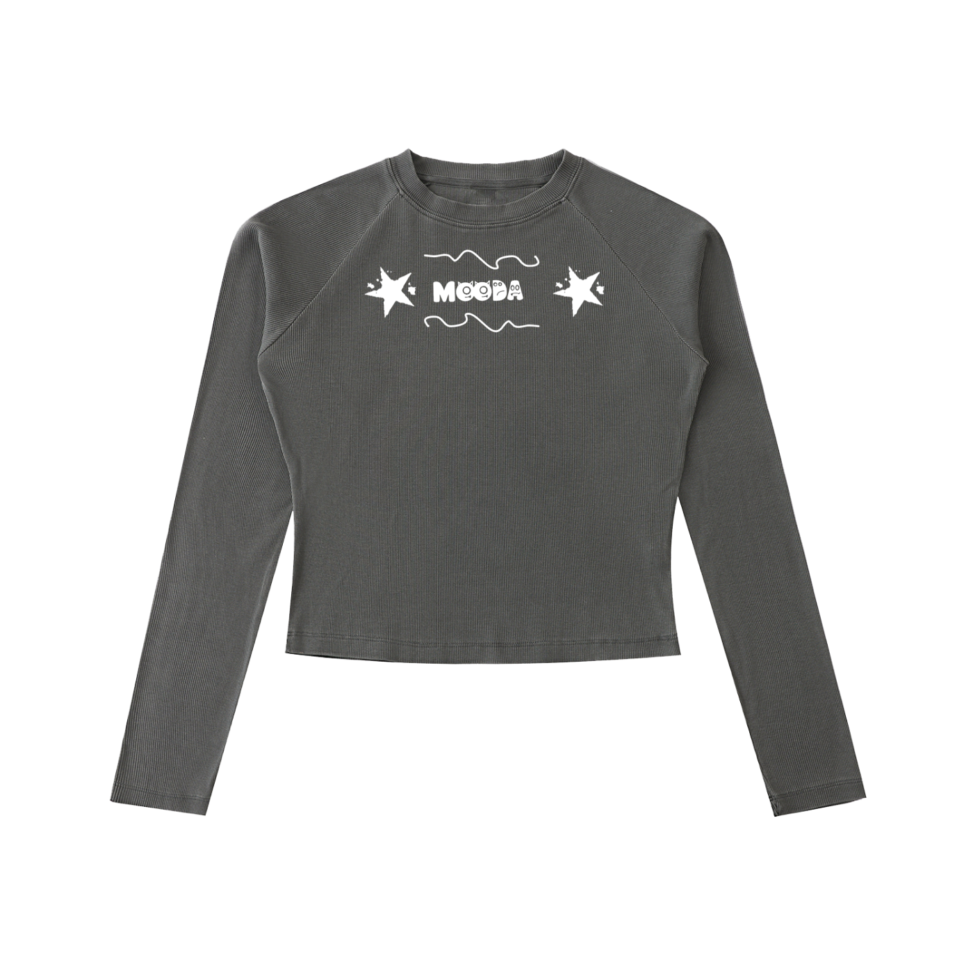 Mooda Dyed Washed Raglan Long Sleeve Slim T-Shirt