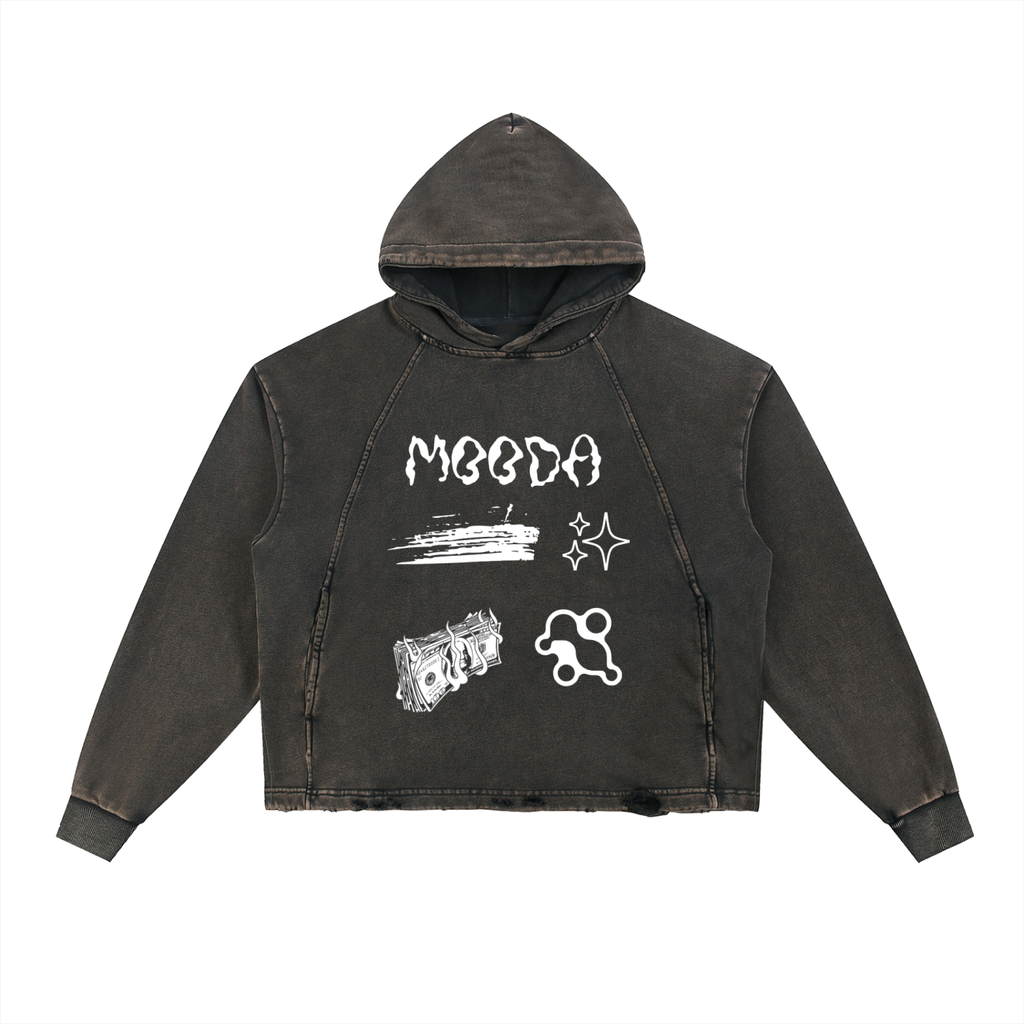 Mooda Vintage Washed Frayed-Hem Hoodie