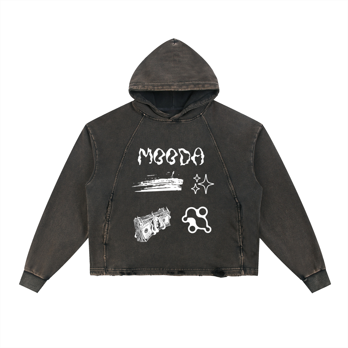 Mooda Vintage Washed Frayed-Hem Hoodie