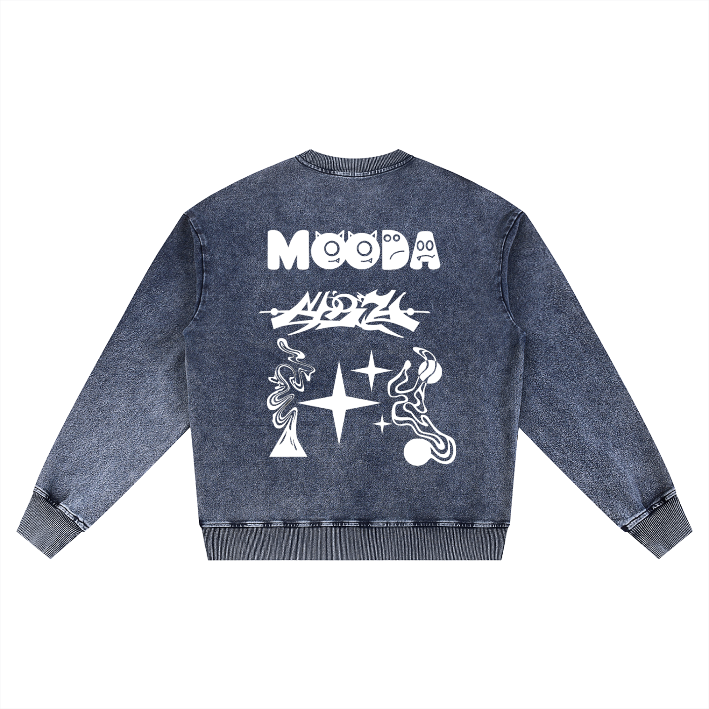Mooda Snow Wash Oversized Crewneck Sweatshirt