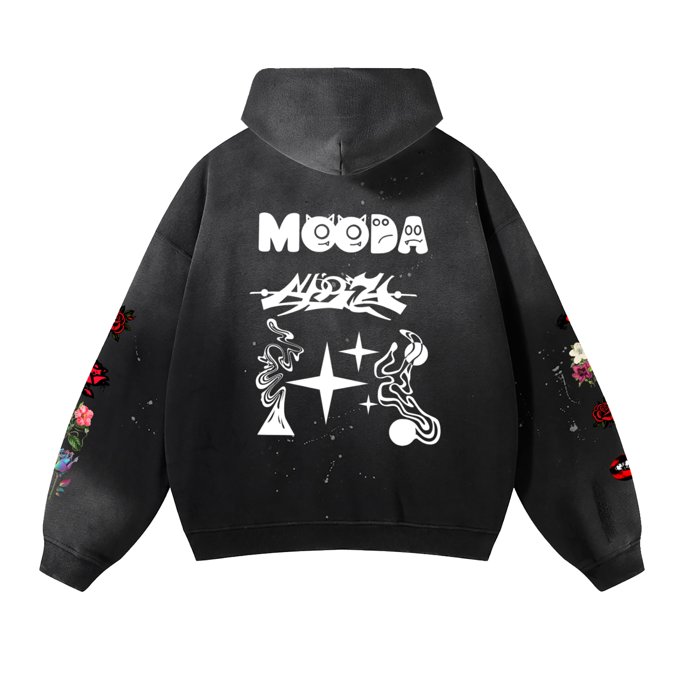 Mooda Vintage Washed Frayed Fleece Hoodie