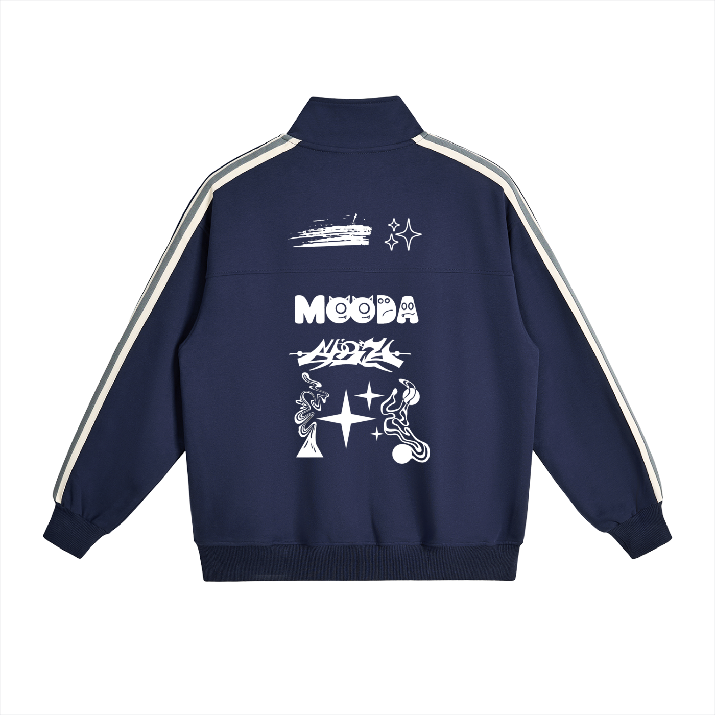 Contrast Side-Stripe Stand Collar  Jacket