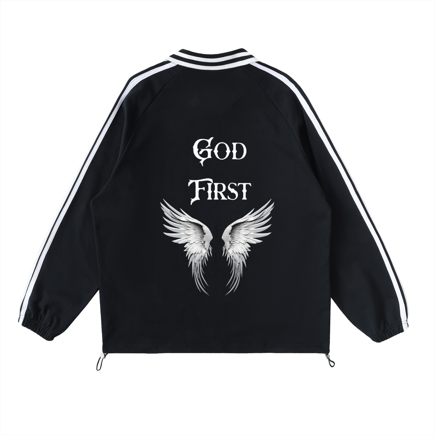 Mooda Contrast Striped Lapel Collar Sweatshirt