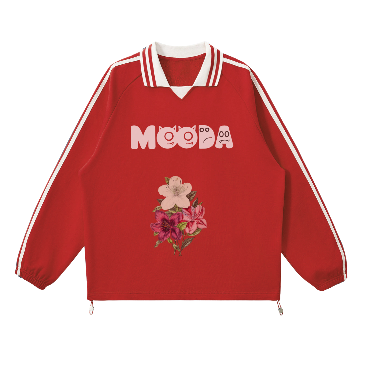 Mooda Contrast Striped Lapel Collar Sweatshirt