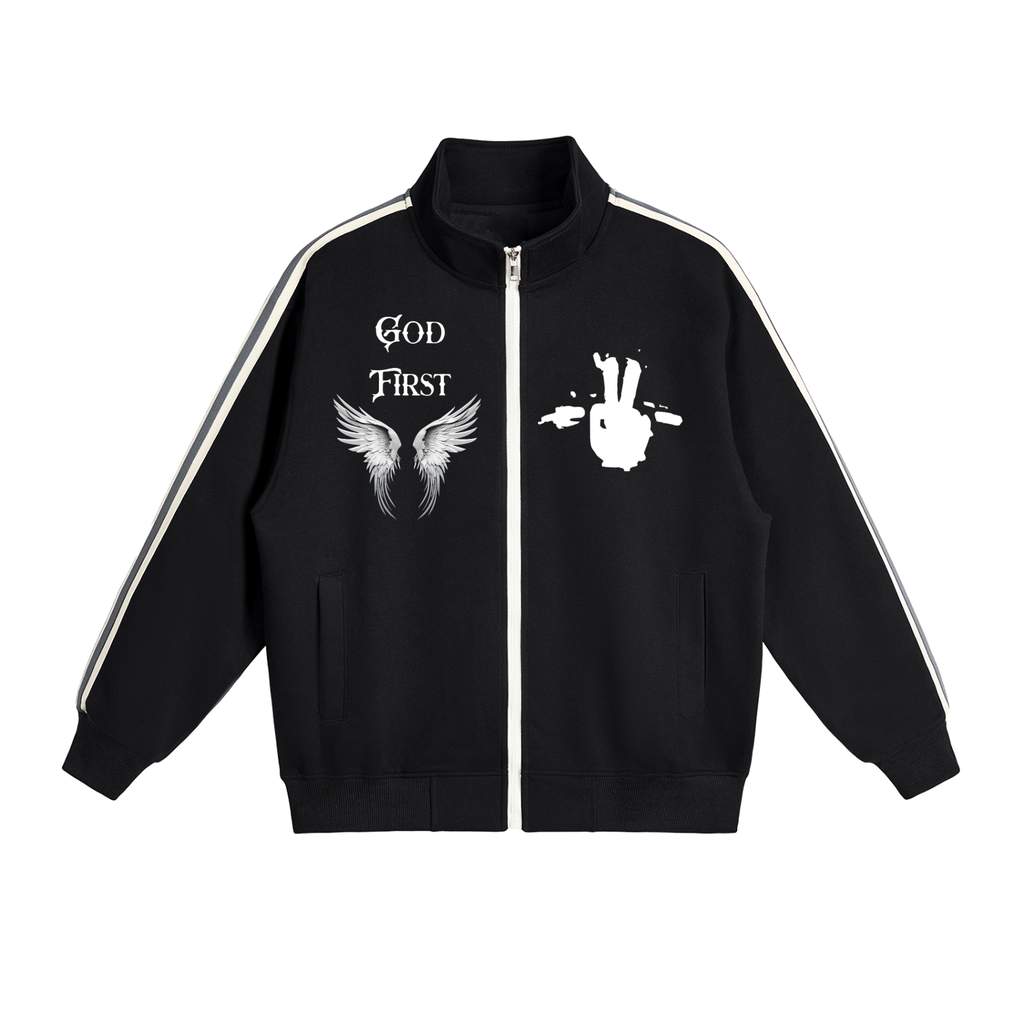 Contrast Side-Stripe Stand Collar  Jacket