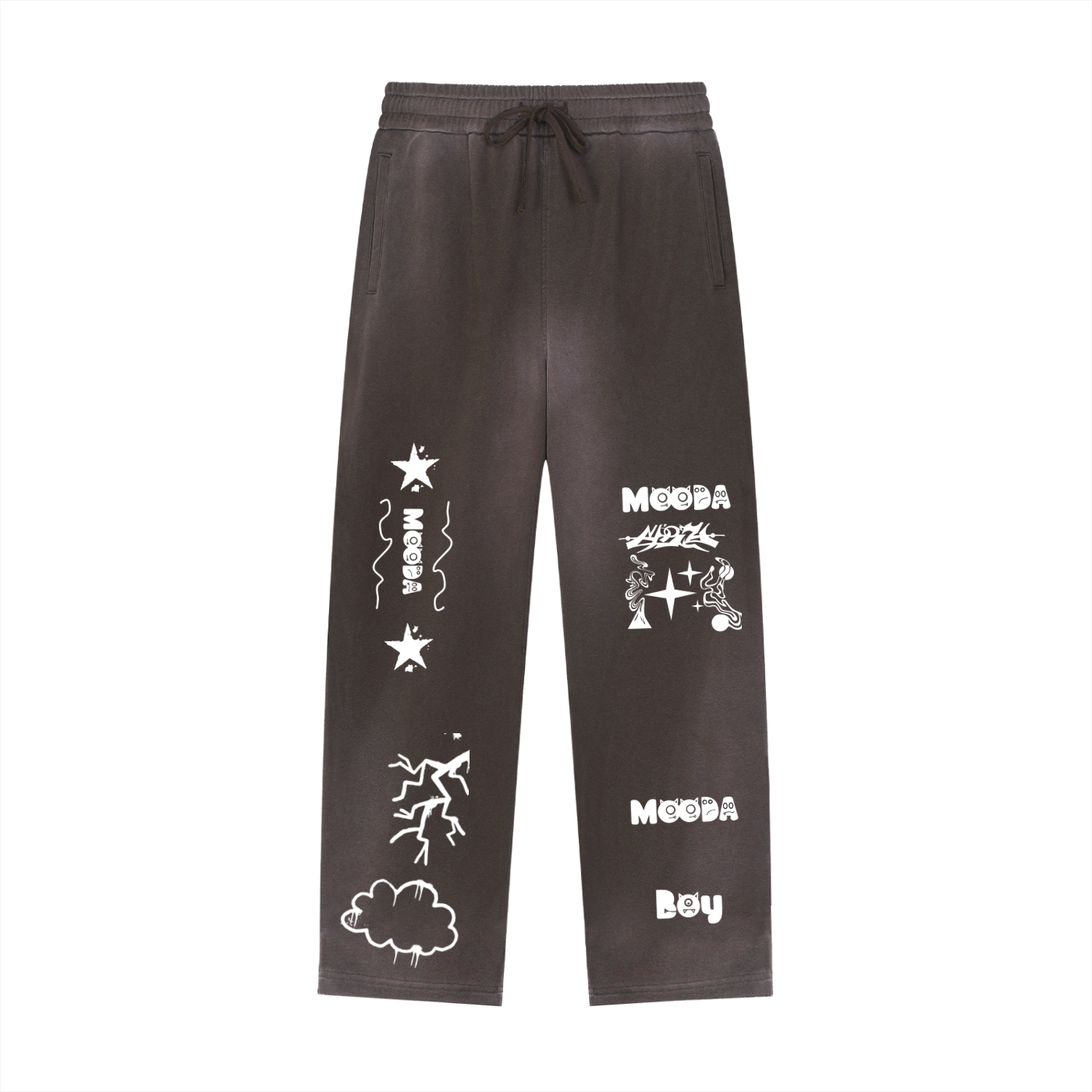 Mooda Sun Fade Raw Edge Straight-Leg Sweatpants