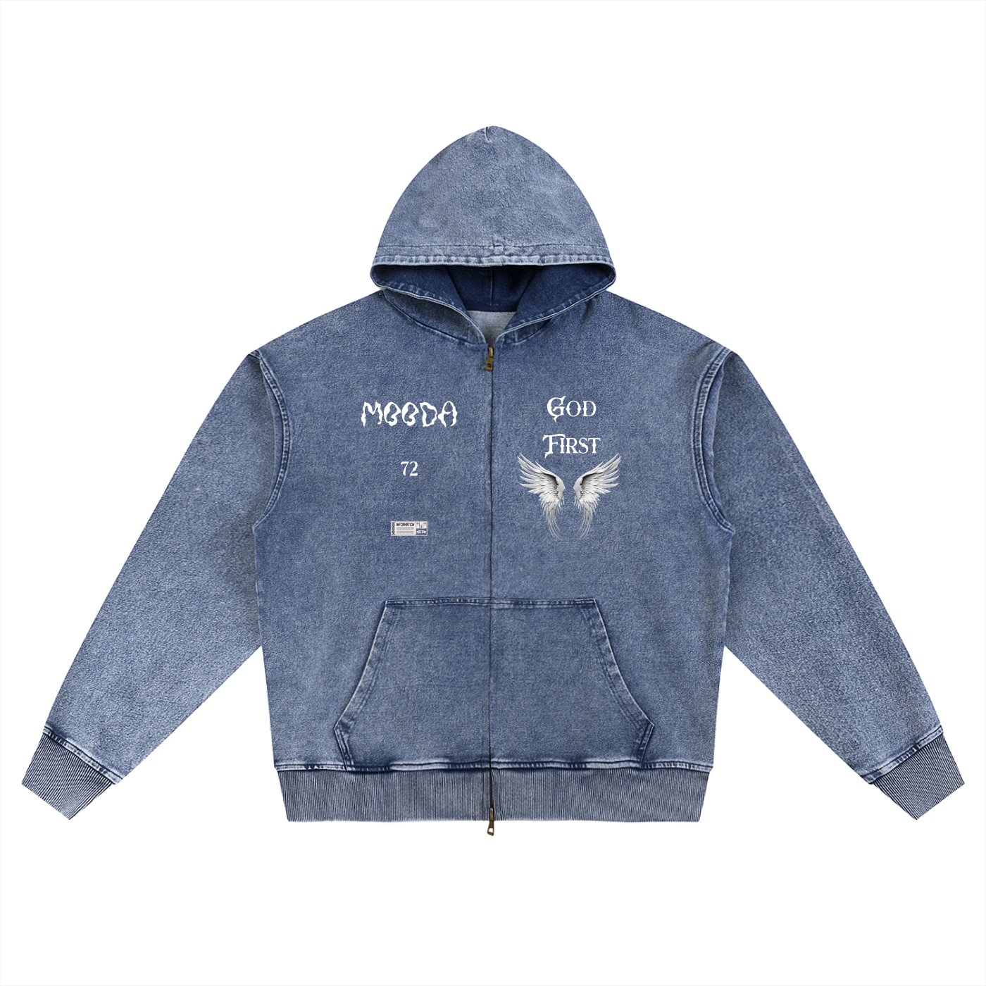Mooda Snow Wash Oversized Zip-Up Hoodie