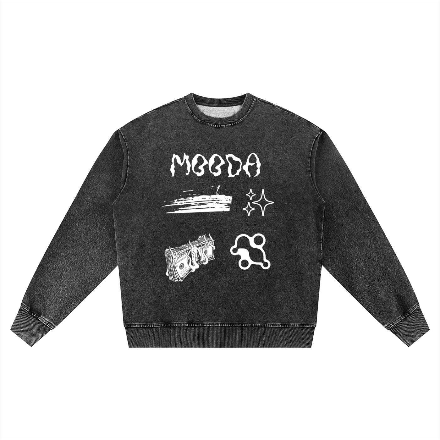 Mooda Snow Wash Oversized Crewneck Sweatshirt