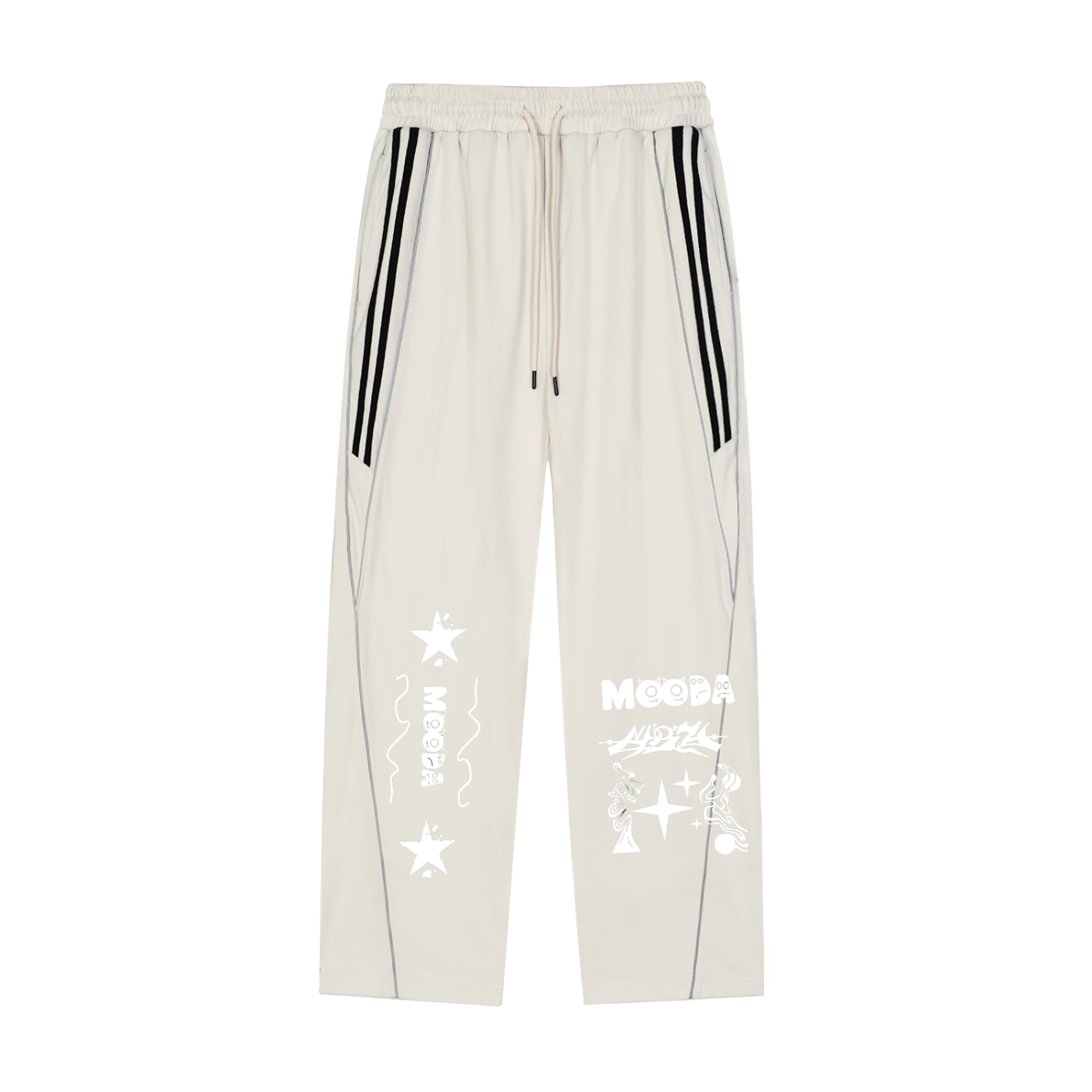 Mooda Reflection Striped Straight-Leg Sweatpants