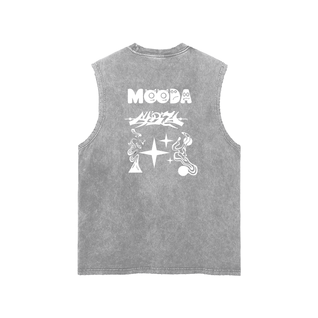 Mooda Snow Washed Frayed Hem Tank Top