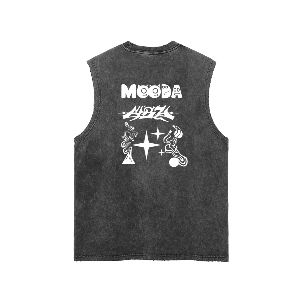 Mooda Snow Washed Frayed Hem Tank Top