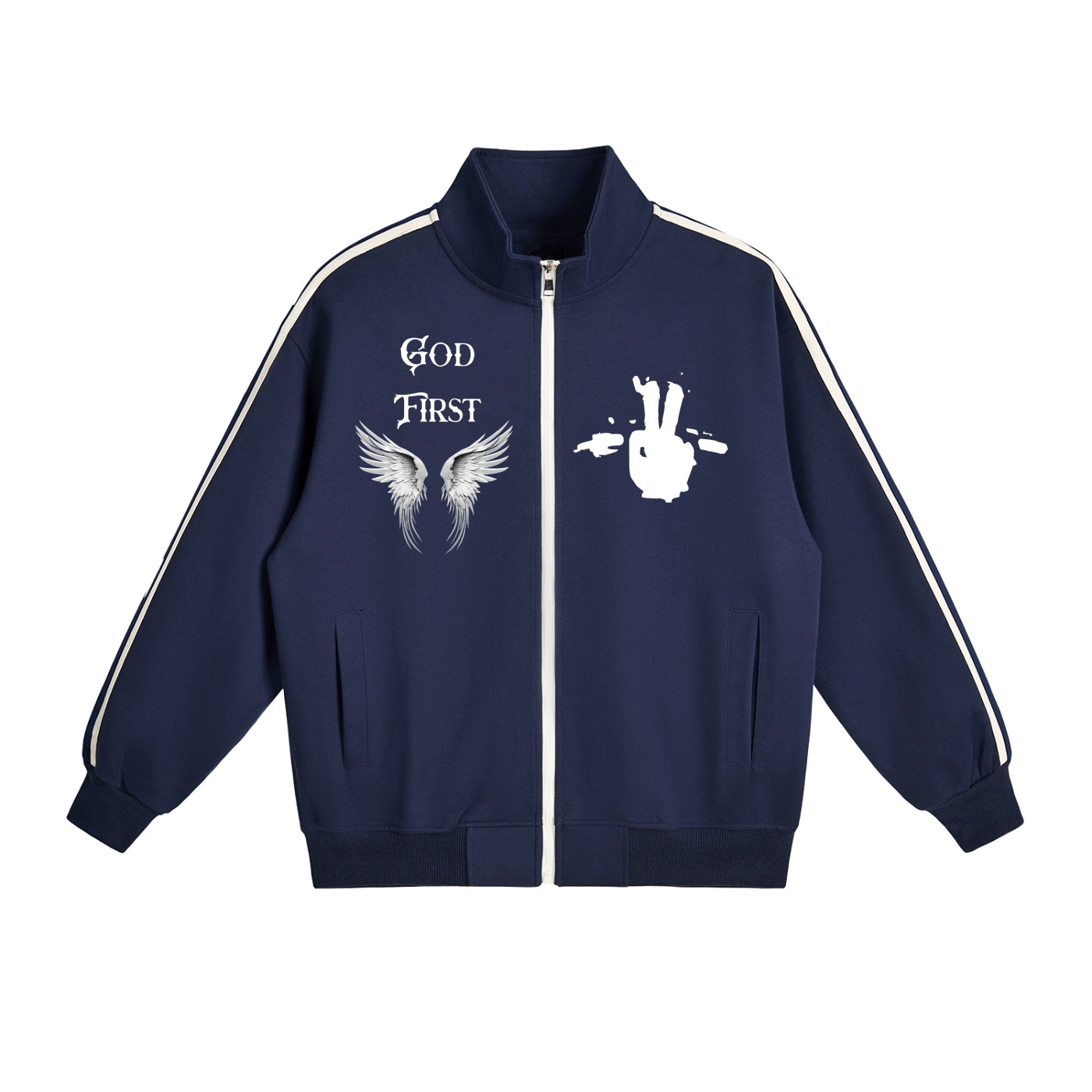 Contrast Side-Stripe Stand Collar  Jacket