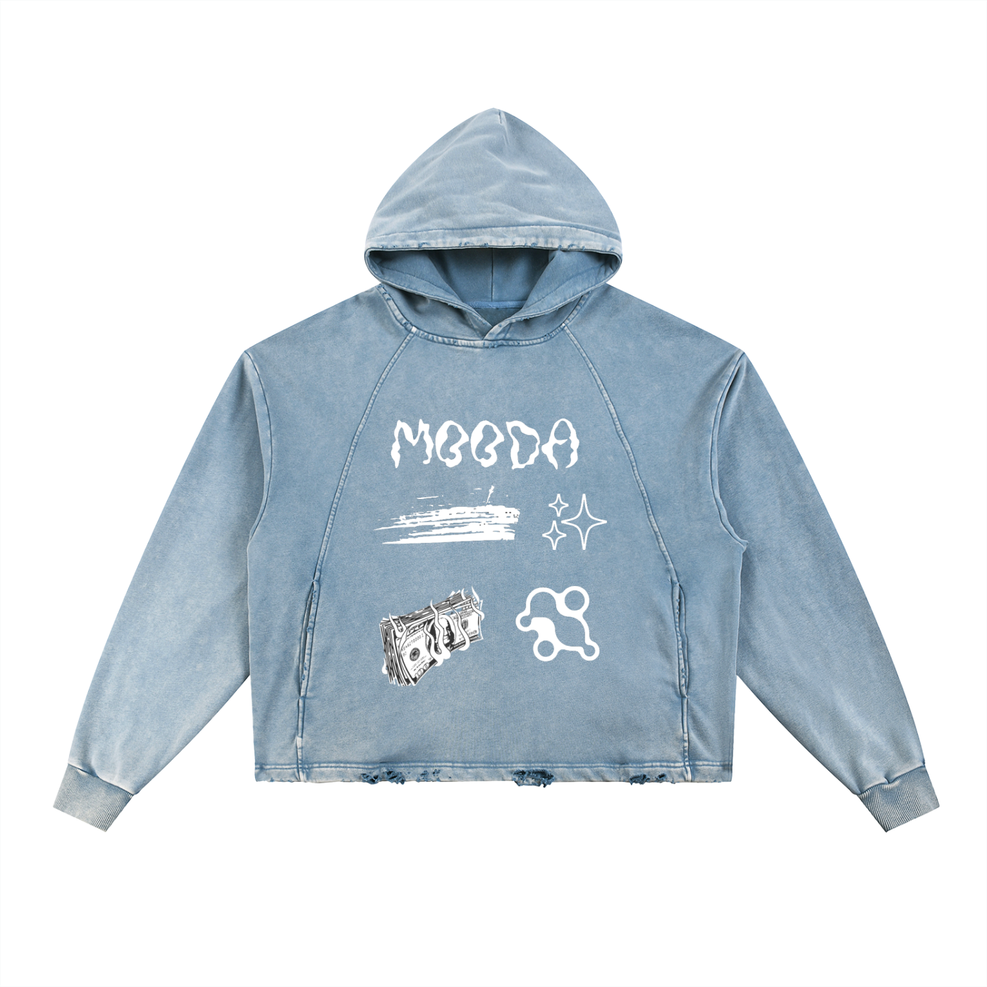 Mooda Vintage Washed Frayed-Hem Hoodie