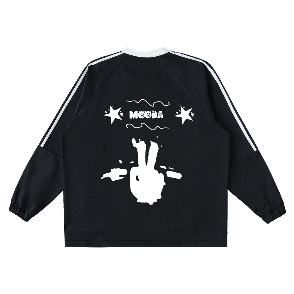 Mooda Color-Block V-Neck Long-Sleeve T-Shirt