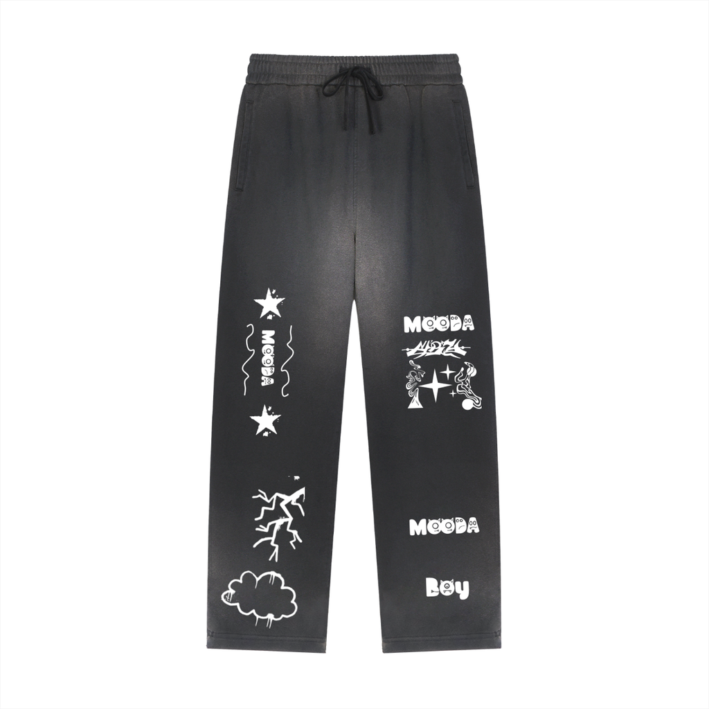 Mooda Sun Fade Raw Edge Straight-Leg Sweatpants