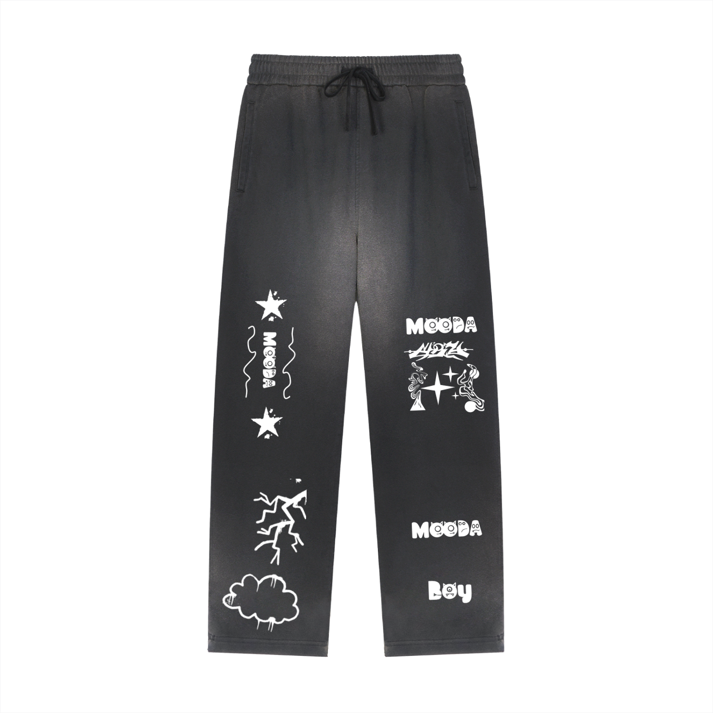 Mooda Sun Fade Raw Edge Straight-Leg Sweatpants
