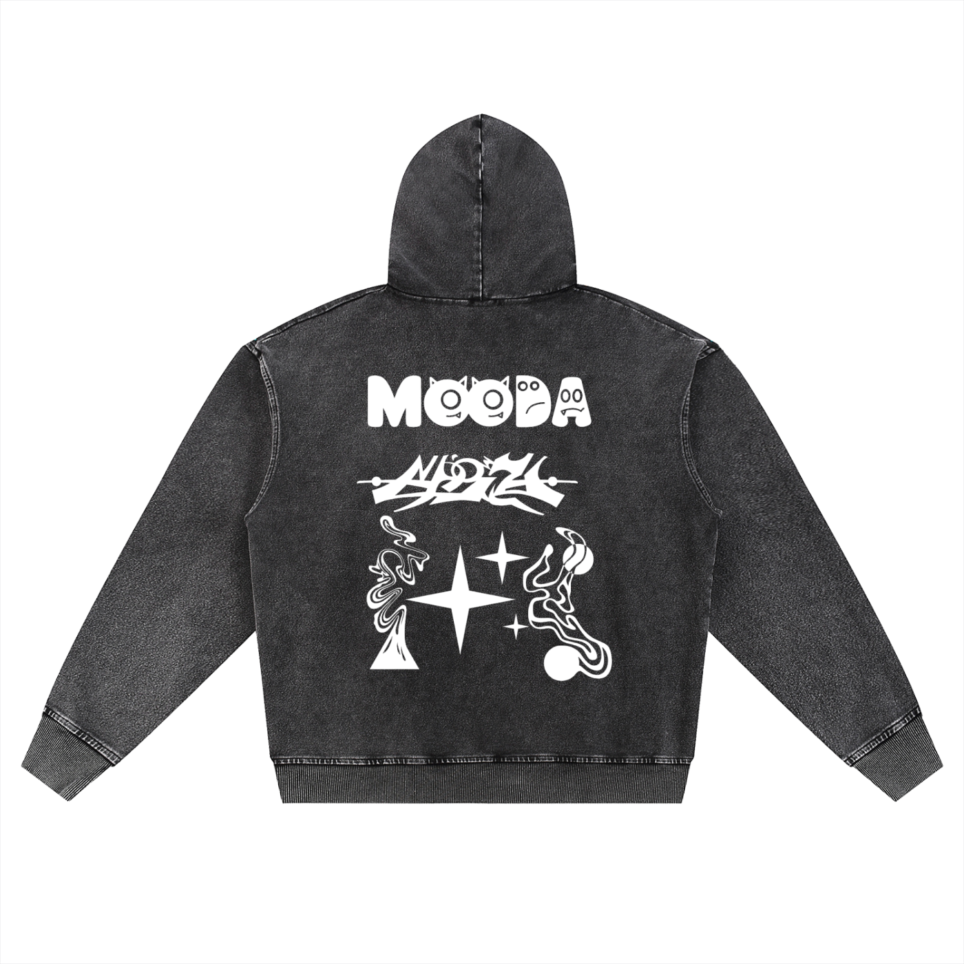 Mooda Snow Wash Oversized Zip-Up Hoodie