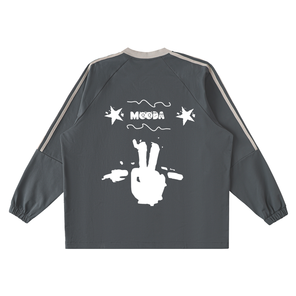 Mooda Color-Block V-Neck Long-Sleeve T-Shirt