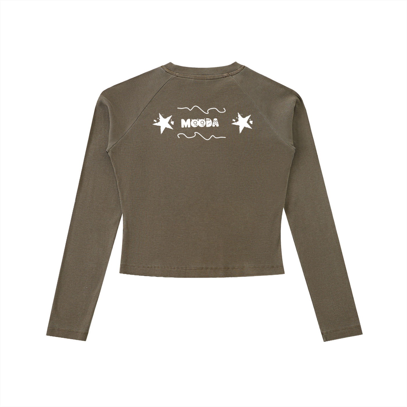 Mooda Dyed Washed Raglan Long Sleeve Slim T-Shirt