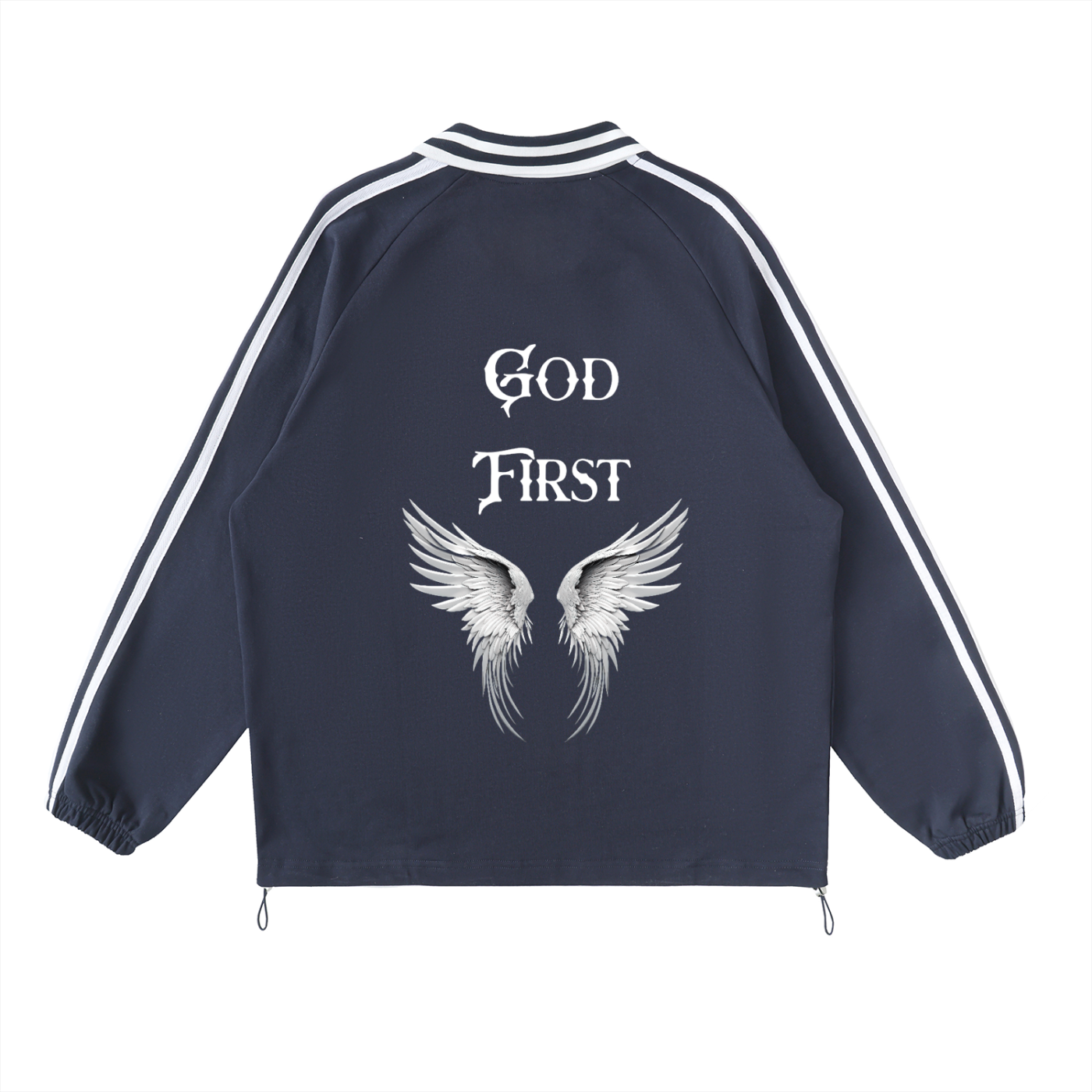 Mooda Contrast Striped Lapel Collar Sweatshirt