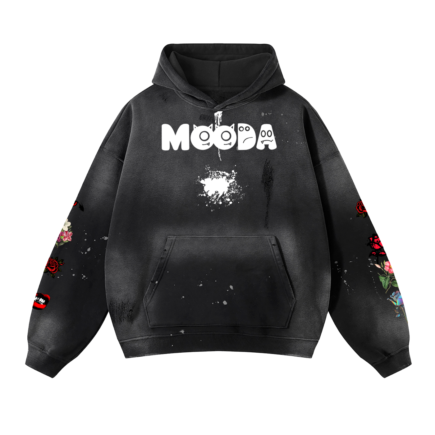Mooda Vintage Washed Frayed Fleece Hoodie