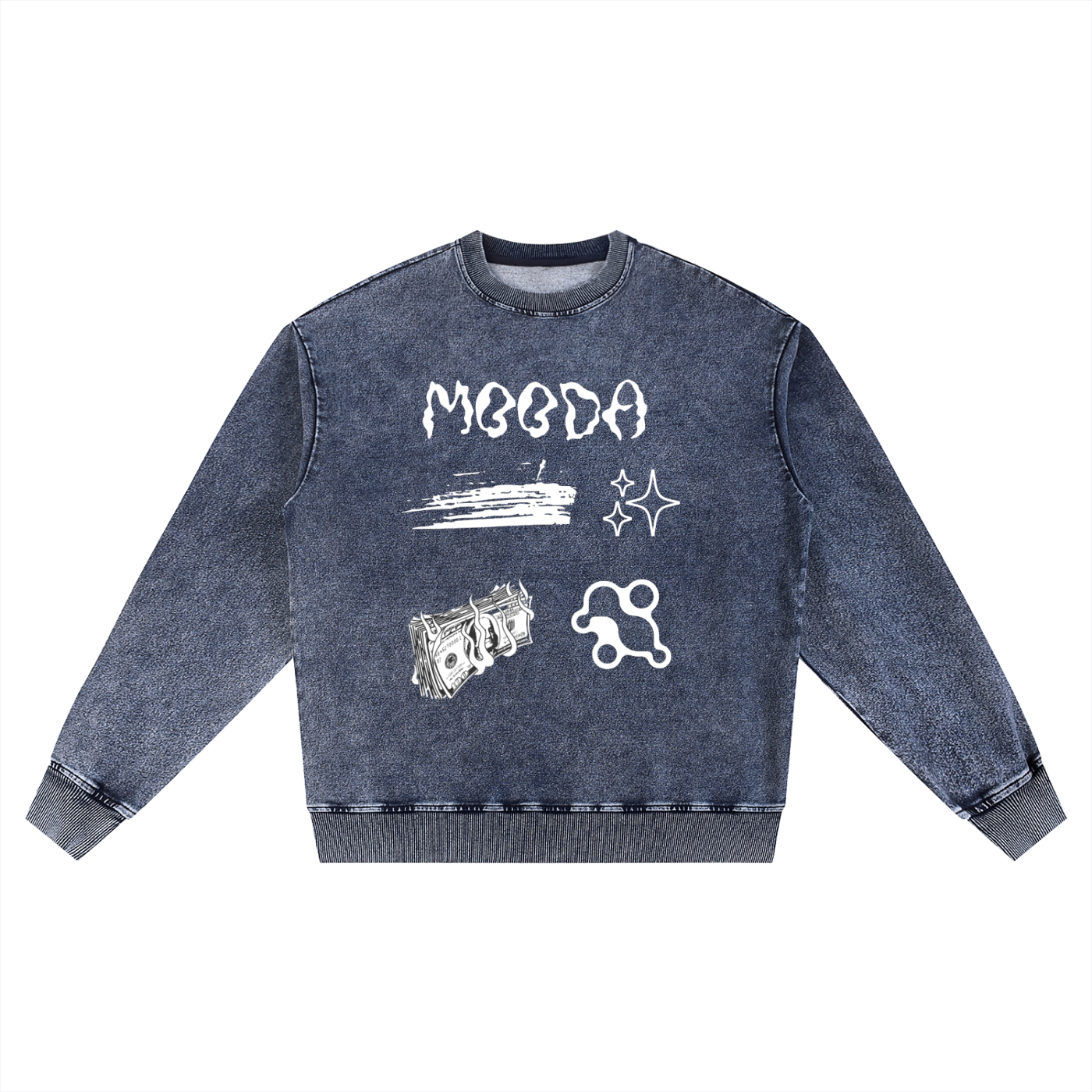 Mooda Snow Wash Oversized Crewneck Sweatshirt