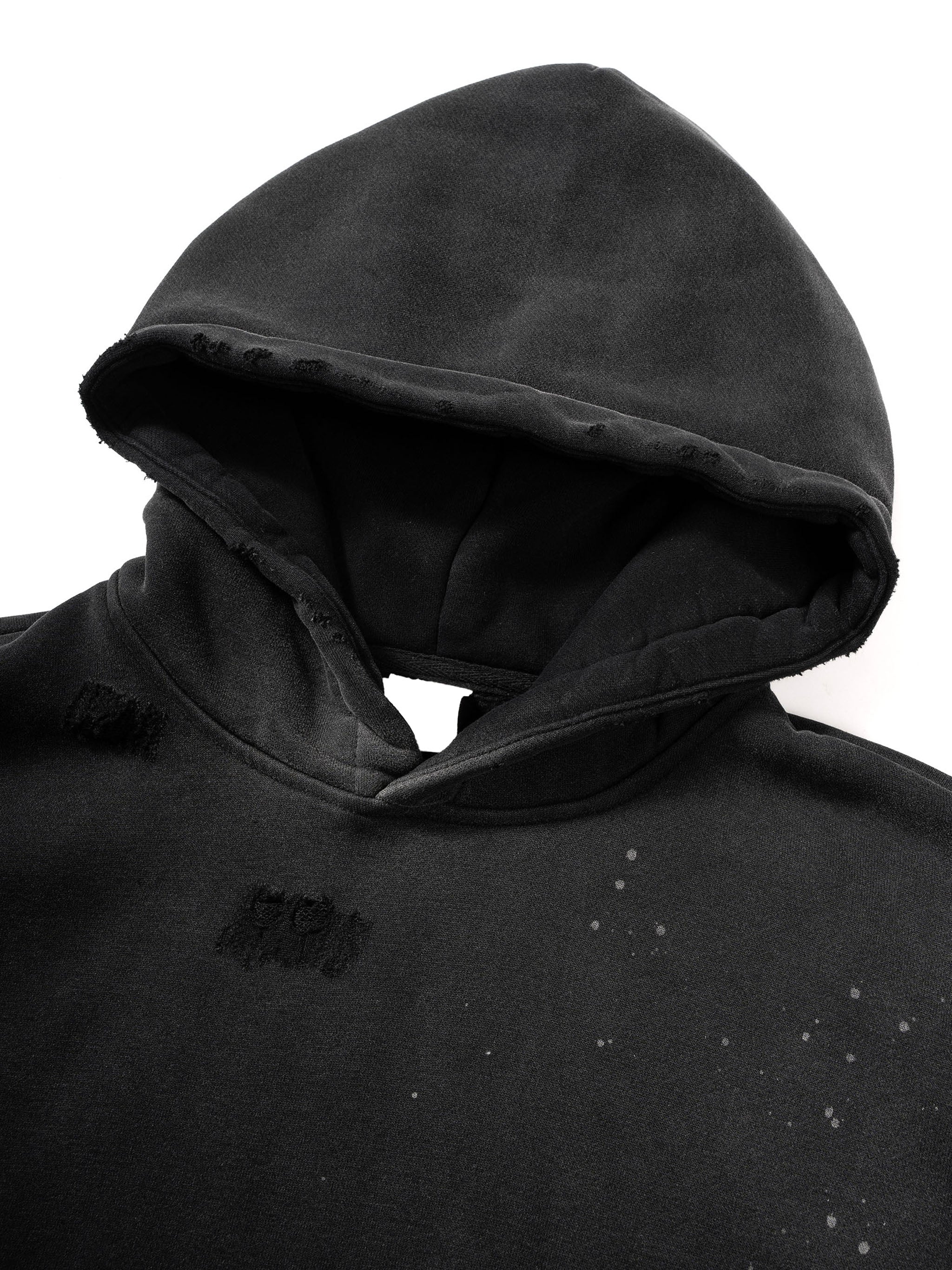 Mooda Vintage Washed Frayed Fleece Hoodie