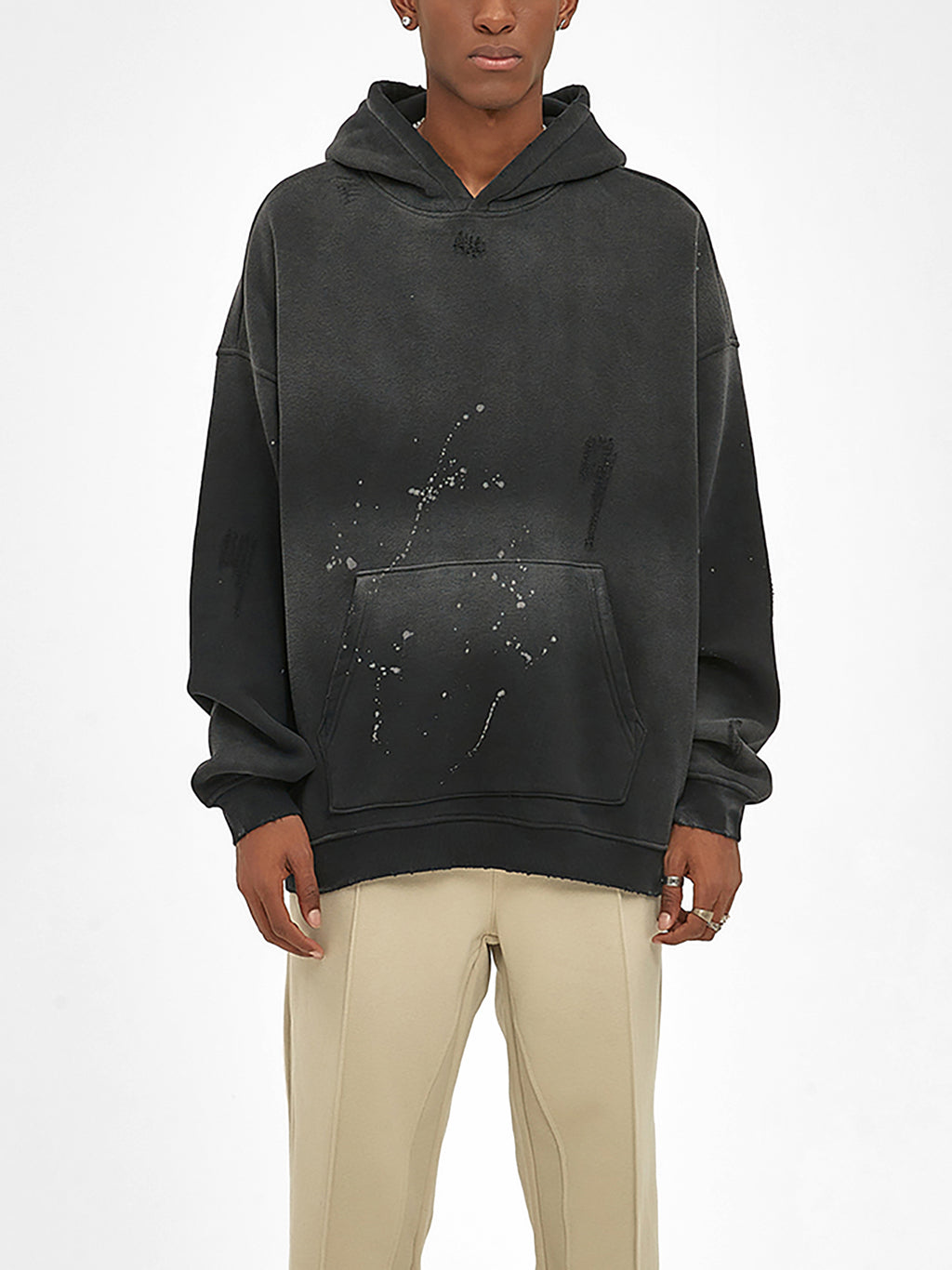 Mooda Vintage Washed Frayed Fleece Hoodie