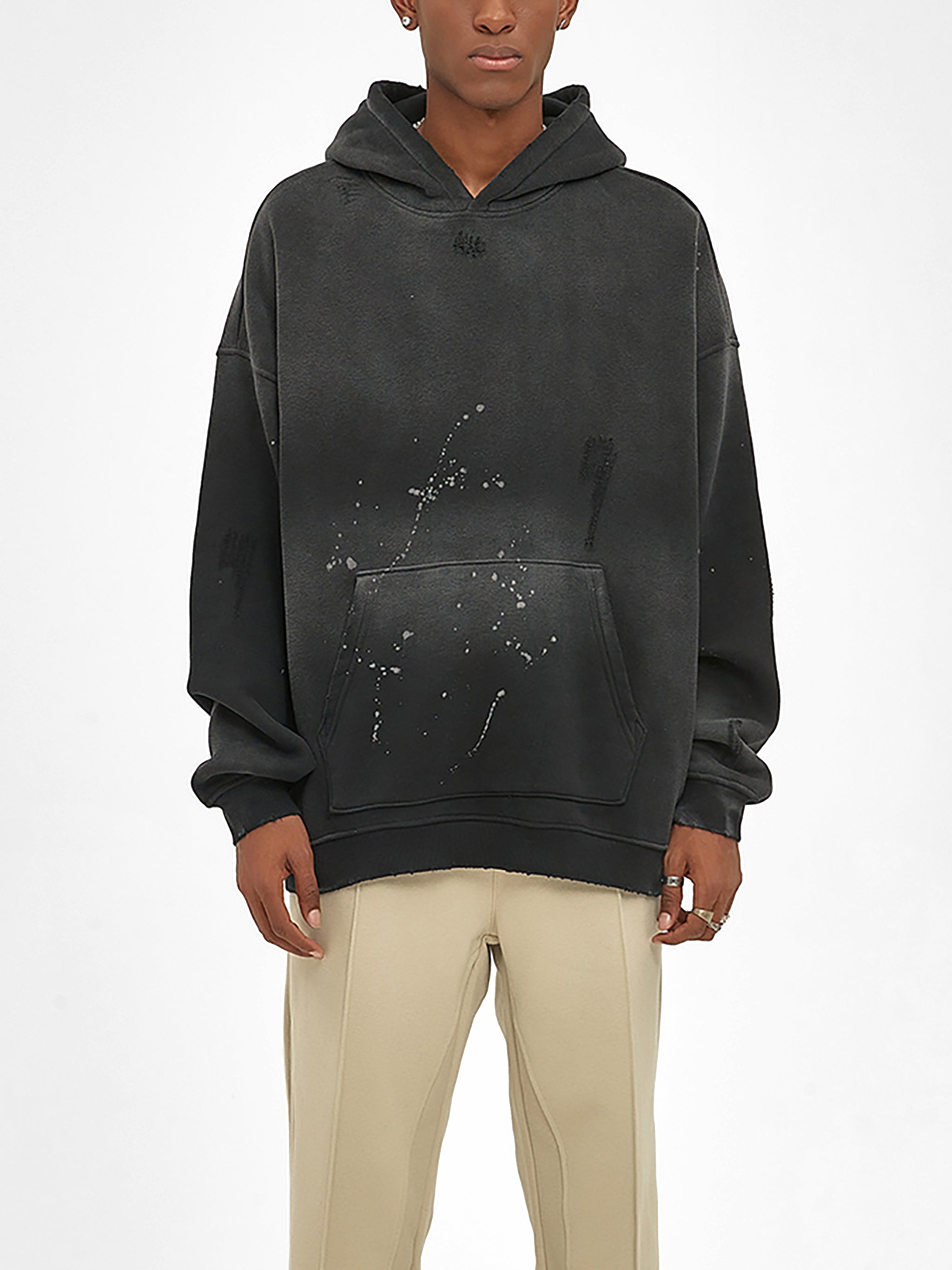 Mooda Vintage Washed Frayed Fleece Hoodie