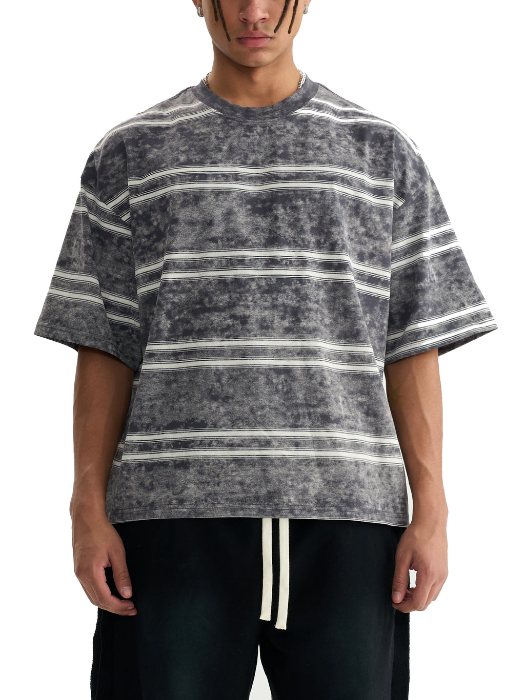 Mooda Snow Washed Striped Boxy T-Shirt