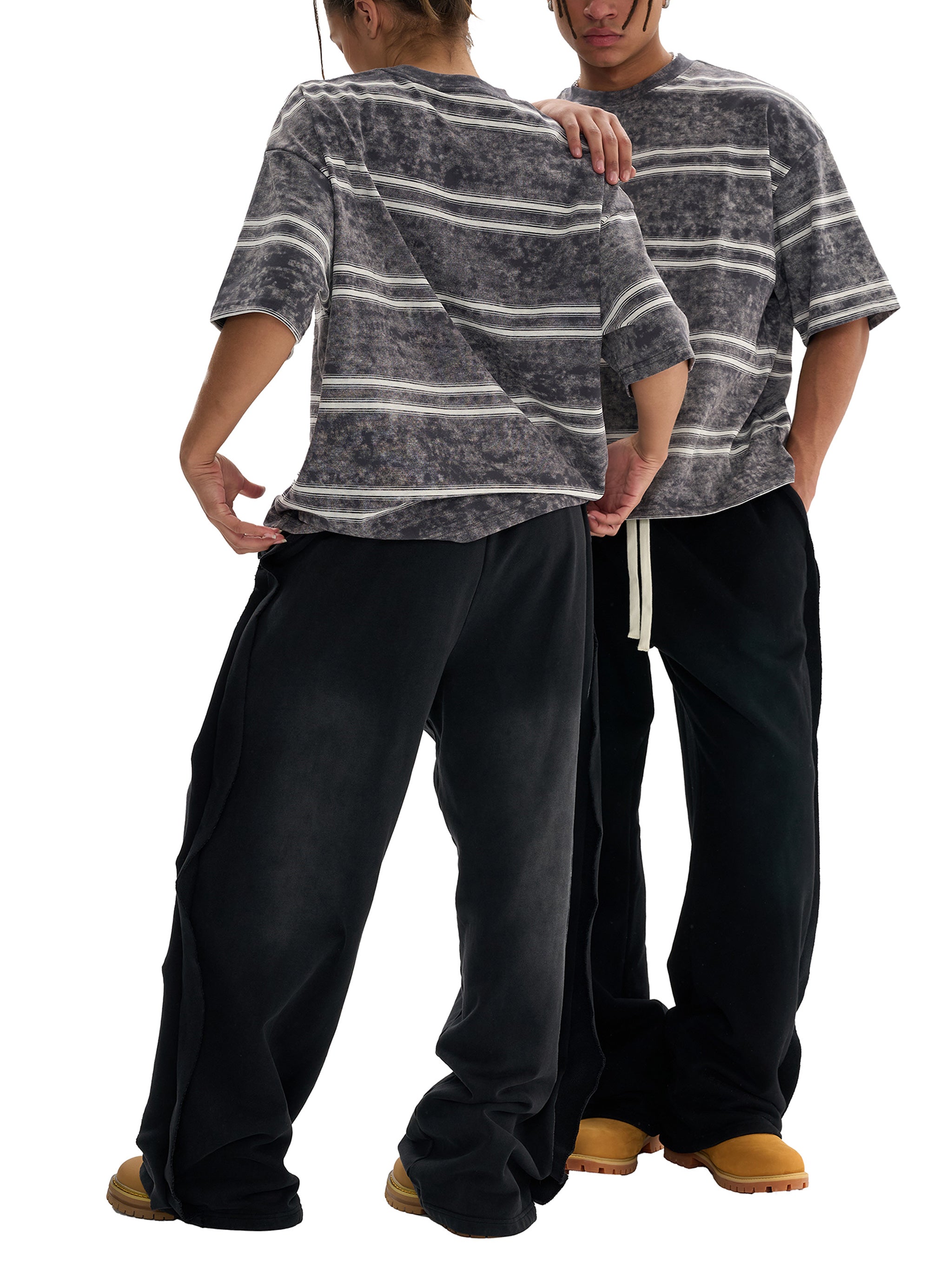 Mooda Snow Washed Striped Boxy T-Shirt