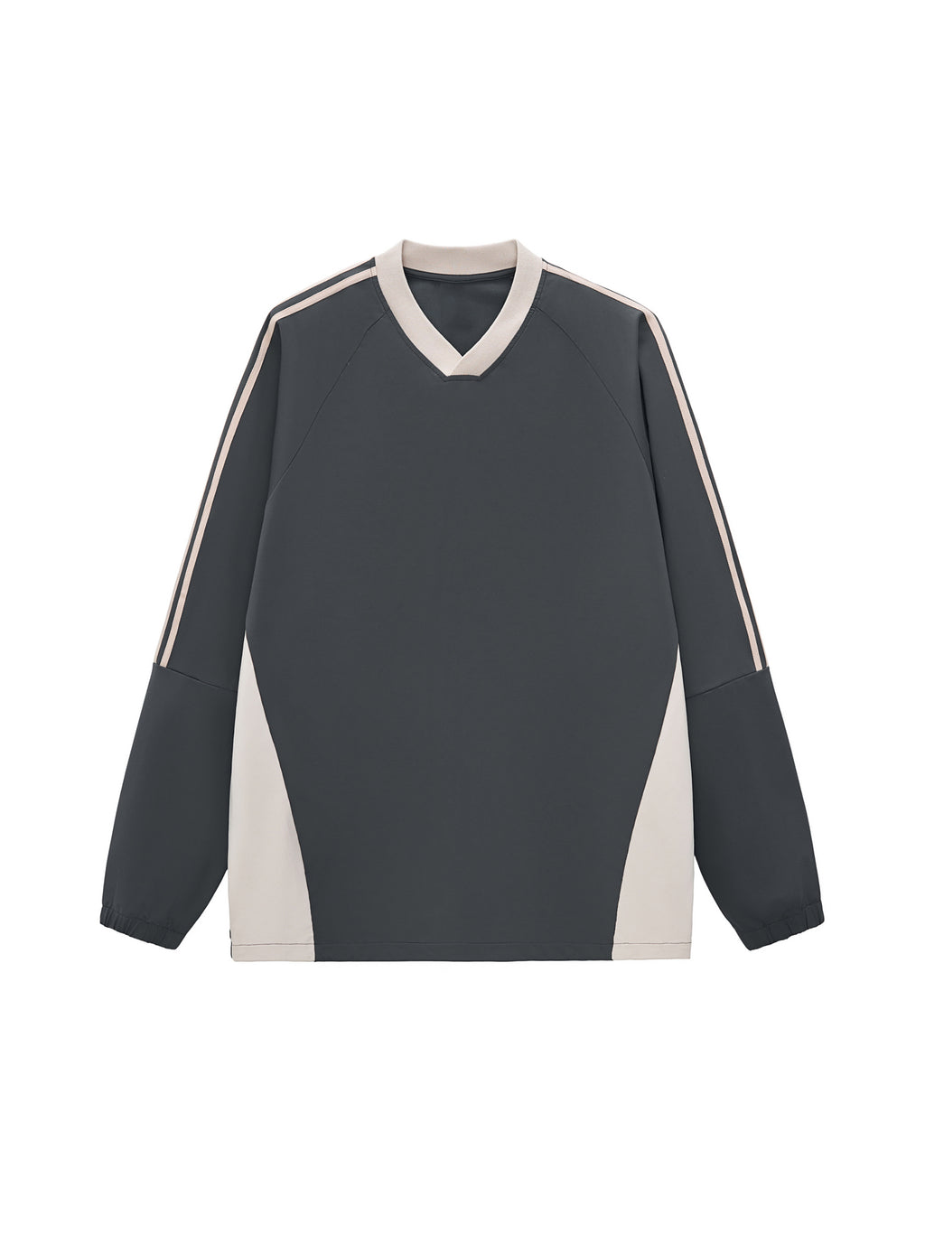 Mooda Color-Block V-Neck Long-Sleeve T-Shirt