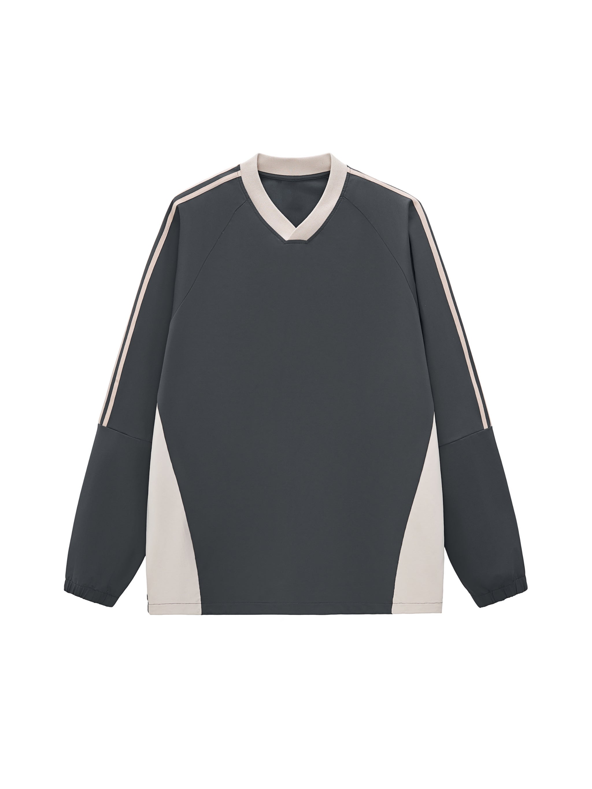 Mooda Color-Block V-Neck Long-Sleeve T-Shirt