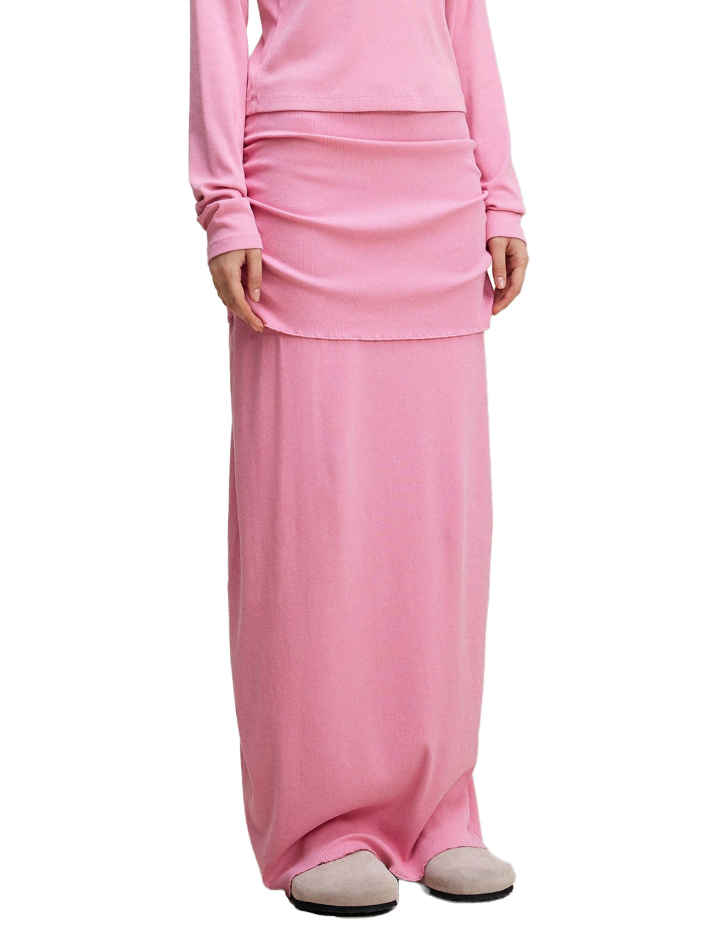 Mooda Dyed Washed Straight Hip-Hugging Slim Maxi Skirt