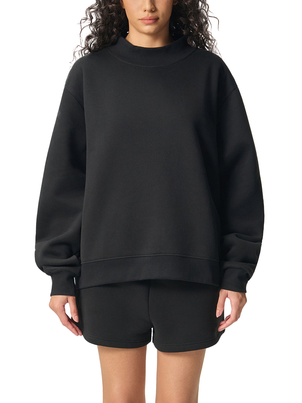 Mooda Essential Fleece Mock-Neck Crew Sweatshirt
