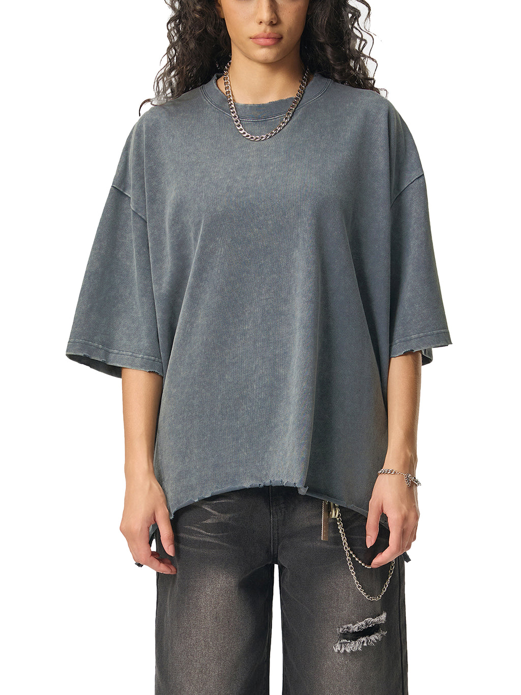 Mooda Snow Wash Raw-Hem Boxy T-shirt