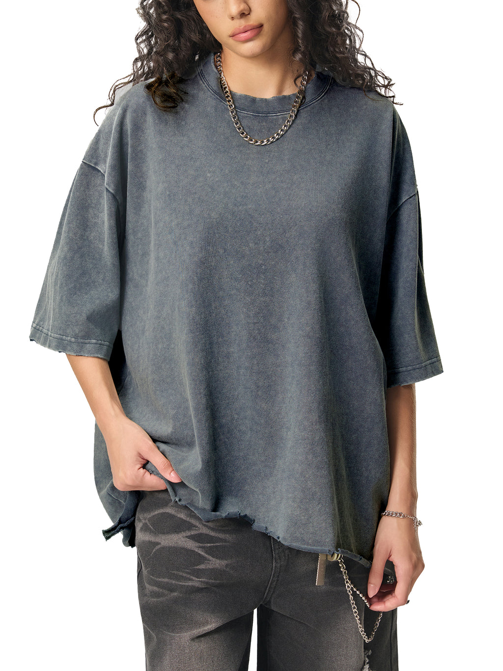 Mooda Snow Wash Raw-Hem Boxy T-shirt