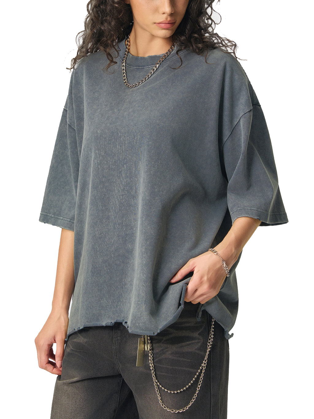 Snow Wash Raw-Hem Boxy T-shirt