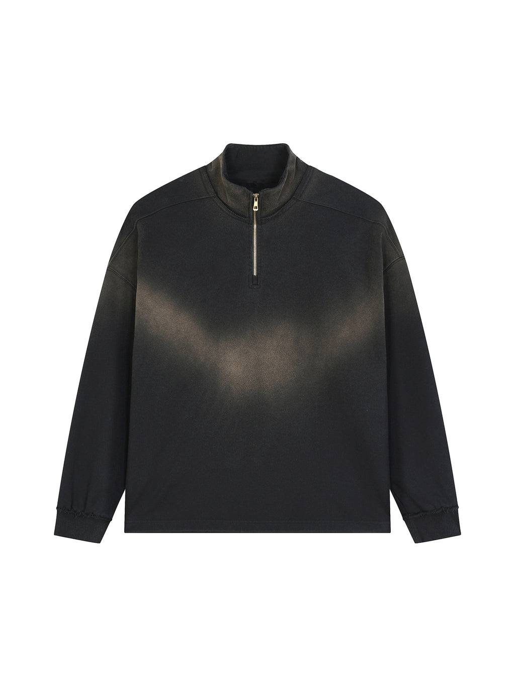Mooda Sun Fade Raw Edge Quarter-Zip Sweatshirt
