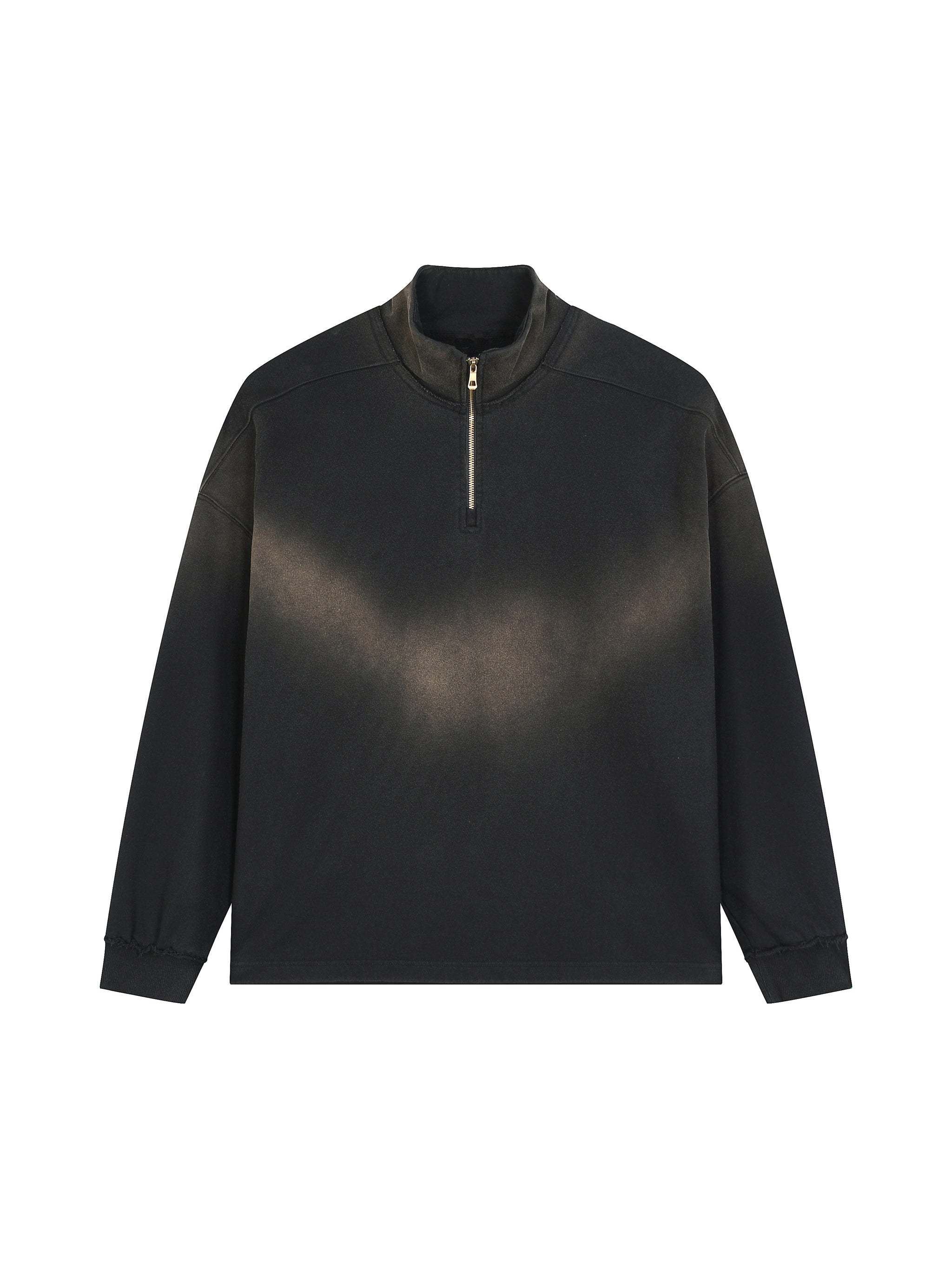 Mooda Sun Fade Raw Edge Quarter-Zip Sweatshirt